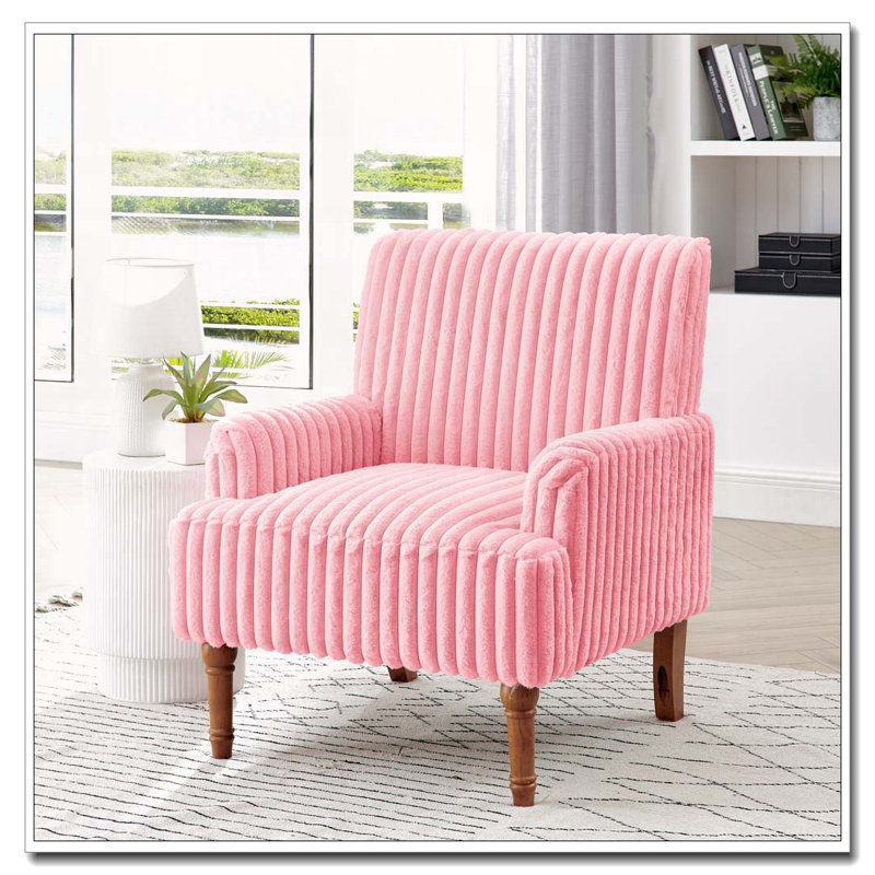 Modern Accent Corduroy Chair, Pink