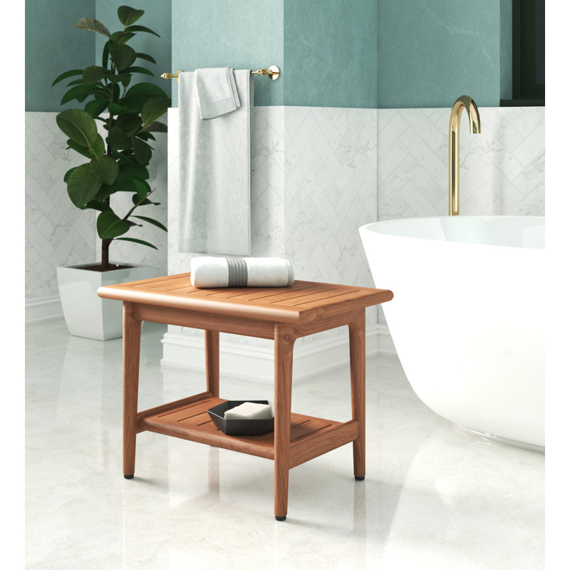 Maluku 24'' W Teak Shower Bench, 18" H x 24" W x 15" D