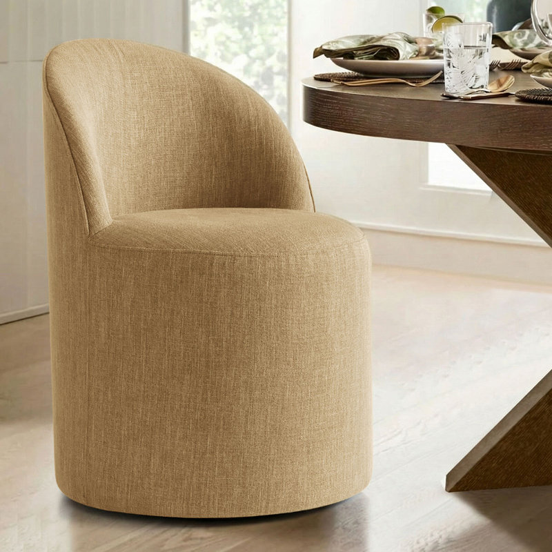 Chaise pivotante en lin avec roulettes cachées, Sésame, 1
