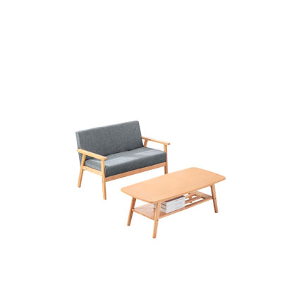 Table basse et ensemble en lin gris, ensemble de P 26 po, fabrication en bois massif, ton, l 47 po x P 21,5 po x H 17 po, l 45 po x P 26 po x H 30 po, siège en mousse moelleuse