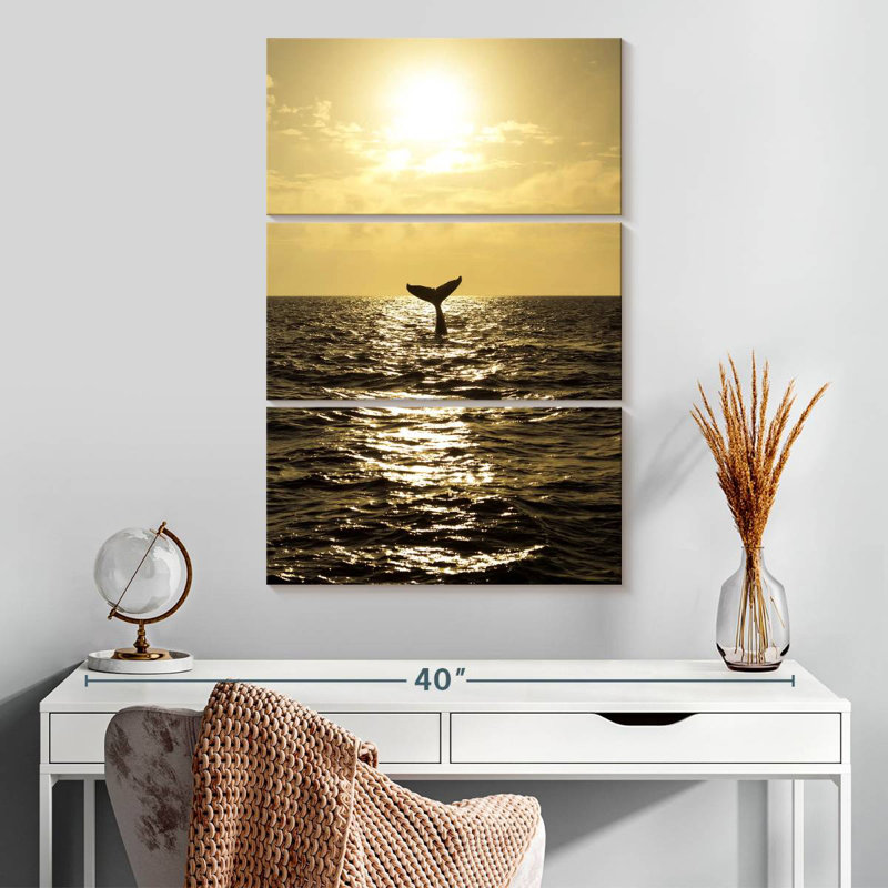 Brampt Sunset Humpback Whale, 32" H x 20" W