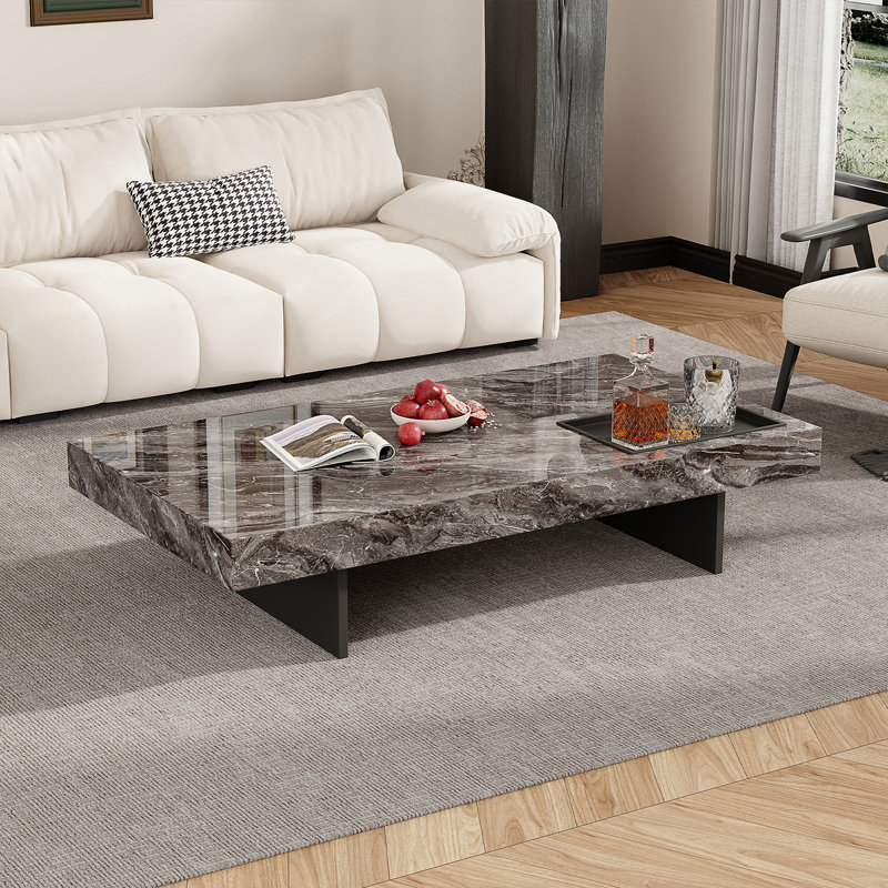 Elbin Single Coffee Table, Black/Gray Top/Black Base