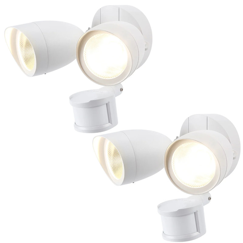 LED Hardwired Sensor Security Flood Light Dusk to Dawn 4 Modes, White