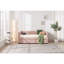 Lit de jour simple rembourré avec lit gigogne, port USB, poches latérales, dossier à motif en V moderne, aucun sommier nécessaire, pour chambre à coucher, chambre d'amis (rose, simple)-1689679533