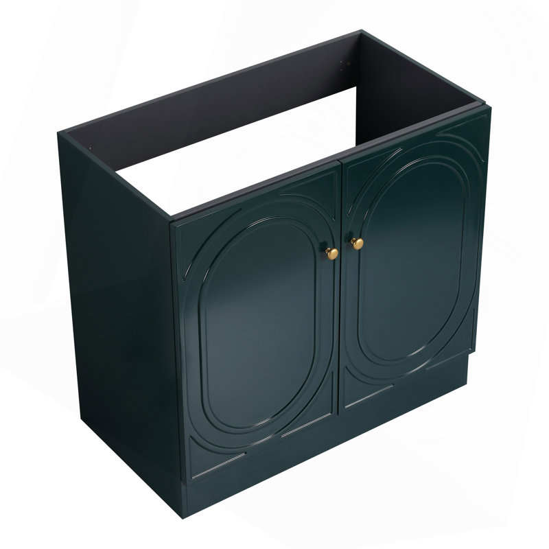 Freestanding Bathroom Vanity & 2 Soft-Close Cabinet Doors-Excluding Sink, Vert foncé, 35"