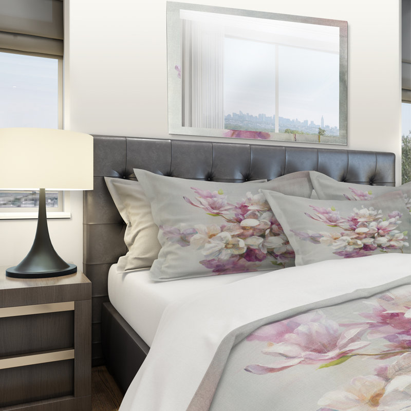 Fleurs de magnolia roses - Ensemble de housse de couette Shabby Elegance - Microfibre de polyester