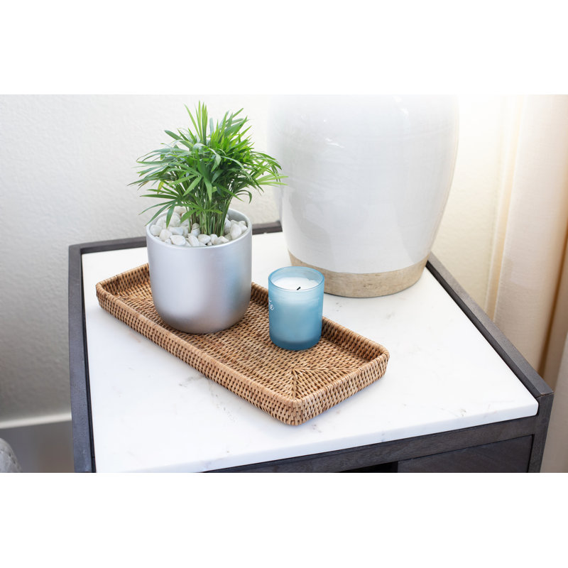 Artifacts Rattan Rectangular Vanity Tray, Honey Brown