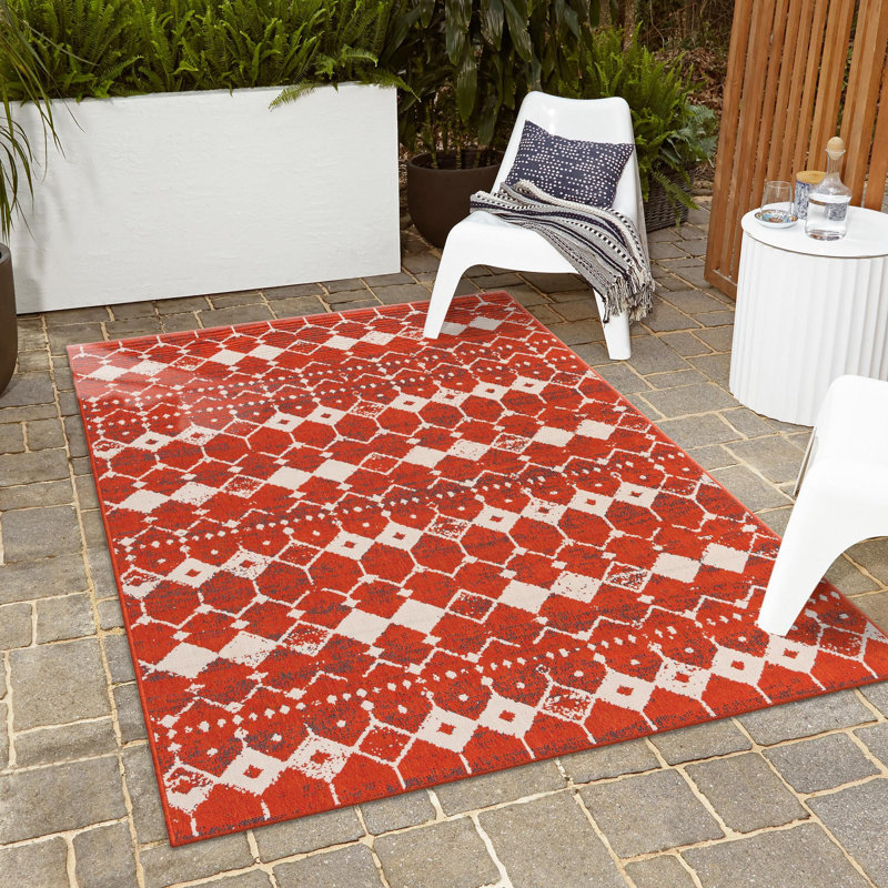Tapis intérieur / extérieur en polypropylène tissé à la machine Enzor, Rectangle 9 pi x 12 pi 2 po