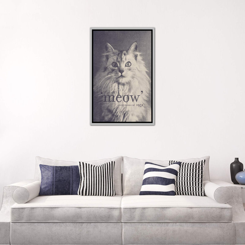« célèbre quotes (chat) » par florent bodart-impression sur image, H 26 po x l 18 po x 1,5 po, Toile avec cadre argenté