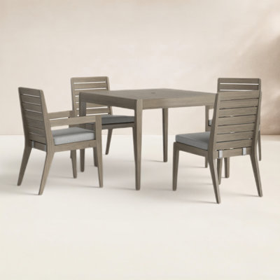 Ojai 5-Piece Outdoor Set, With Square Dining Table, 2 Arm Chairs, And 2 Armless Chairs