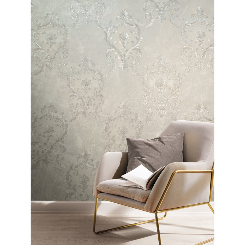 Zara 10.05m x 53cm Textured Glitter Wallpaper Roll, Pearl