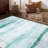 Modern Abstract Machine Washable Gray/White/Green Area Rug-235324062