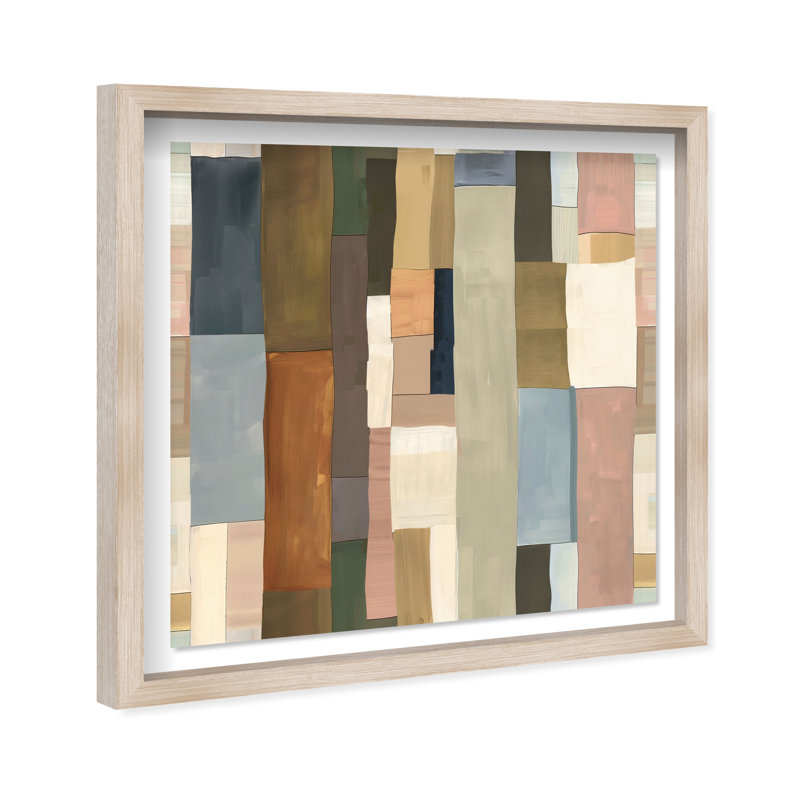 Woven Earthscape Shadowbox Abstract Print by Oliver Gal, Black Frame, 12 x 12, 31.5"H x 31.5"W, Natural Oak Frame