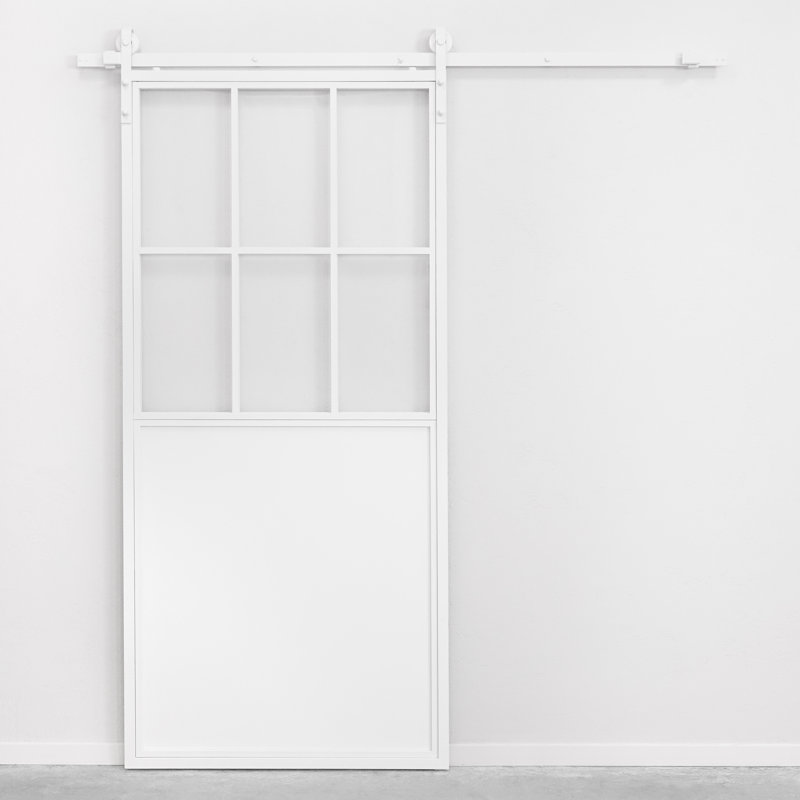 Metal Sliding With Frosted Glass Barn Door