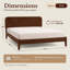 Cadre de lit très grand de qualité supérieure Woodmere avec tête de lit Symmetry, lit plateforme en bois massif, support de lattes en bois, pieds fuselés en bois massif, aucun sommier nécessaire, style Mid-Century moderne (noyer)-235483051-235483089-235483054