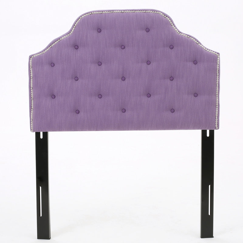 Twin Headboard In Purple With Elegant Button Tufting And Nailhead Trim Sophisticated Border, Light Purple