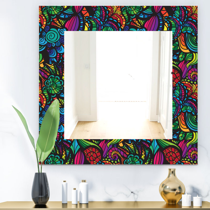 Miroir décoratif mural, miroir décoratif moderne, L 29,5 po x H 39,4 po, Motif cachemire