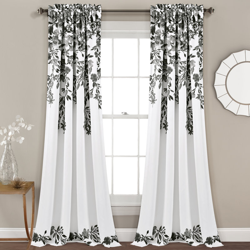 Room Darkening Curtain Pair, Black/White, Width 132 x Drop 213 cm