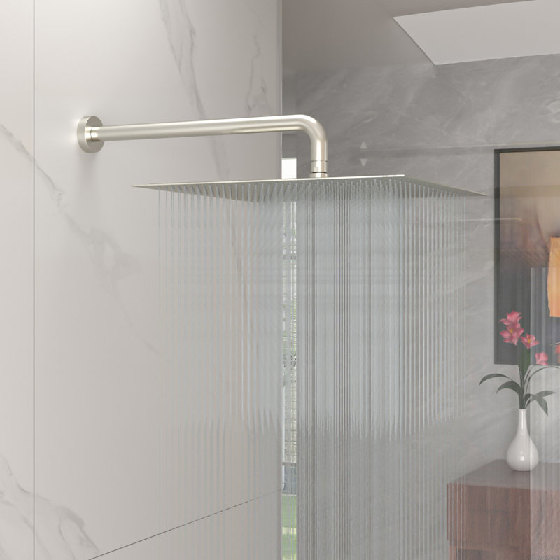 16 Inch Rain Shower Head High Flow Stainless Steel Square Rainfall Shower Head High Pressure Design, Brushed Nickel