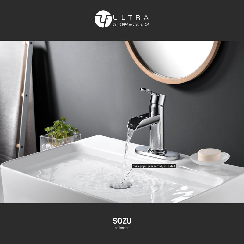 Sozu Collection Single-Handle Short-Vessel Lavatory Bathroom Sink Faucet with Drain Assembly - Chrome Polished
