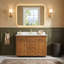Meuble-lavabo simple Clarion de 48 po, couleur mangue brun, avec comptoir en pierre reconstituée blanche grainée, sans miroir.-1181307614