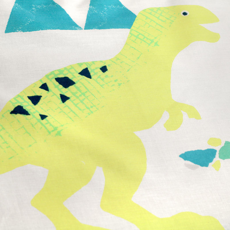 Dino Blue/Green/White 132 TC Reversible Duvet Cover Set, Single Duvet Cover + 1 Standard Pillowcase