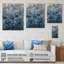 Pivoines bleues sur des sommets III - Art mural en bois pivoines - sur bois de pin naturel-2049530539