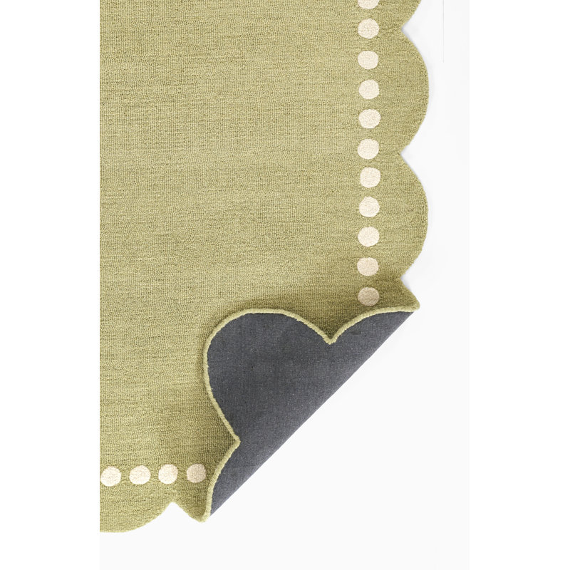 Tapis rond Lola en laine tuftée à la main, vert uni, 152 x 152 cm, Circulaire 5 pi x 5 pi