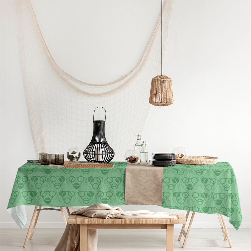 Classic Circles and Waves Tablecloth, Green