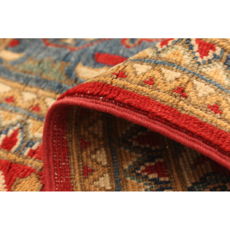 Tapis de la surface en laine rouge/jaune 9 pi 9 po x 10 pi 1 po one-of-kind à la main-noué la 2010 Gazni