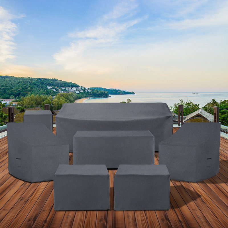 Brandtley Patio Furniture Cover For 7 Seater Sofa Conversation Set, Water Repellent UV & Weather Resistant Cover