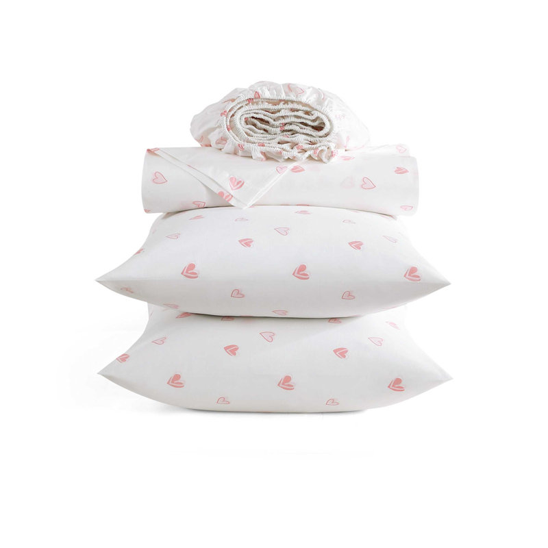 Ensemble de draps en coton percale Poppy & Fritz, Ensemble de draps pour lit simple TG et une taie d, Blanc