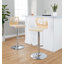 Tabouret de bar réglable avec pivot en métal chromé, bois naturel et similicuir crème avec repose-pieds arrondi en T - ensemble de 2