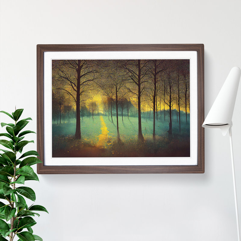 Magical Bluebell Field - Single Picture Frame Painting, 46cm H x 64cm W x 2cm D, Walnut