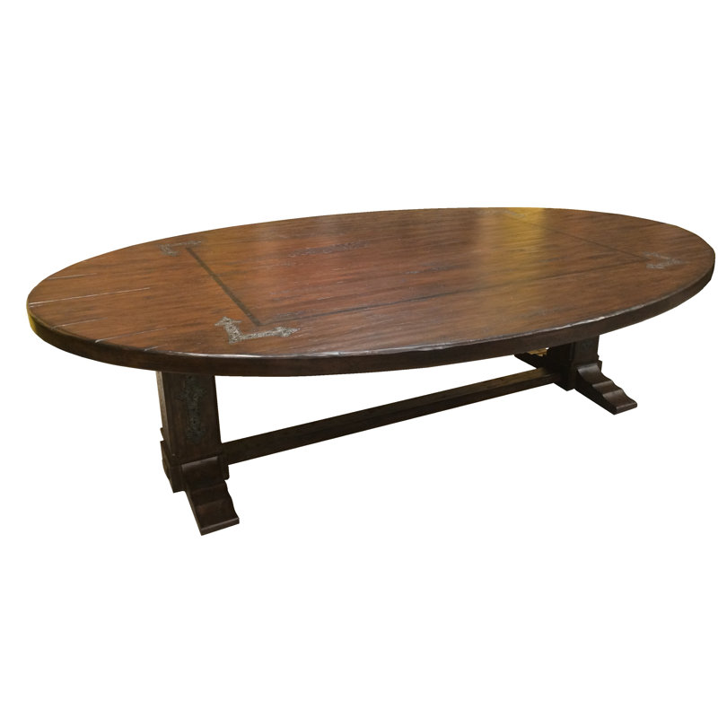  Gothic Solid Wood Trestle Dining Table, 70" W x 108" L