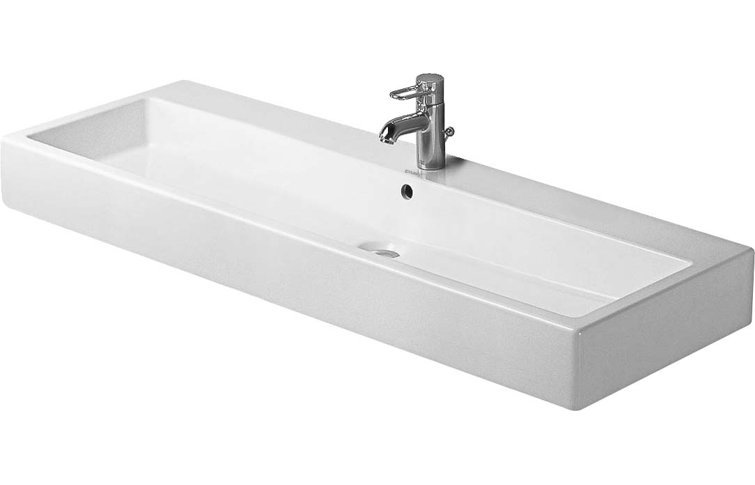 Vero Ceramic Rectangular Wall Mount Bathroom Sink with Overflow