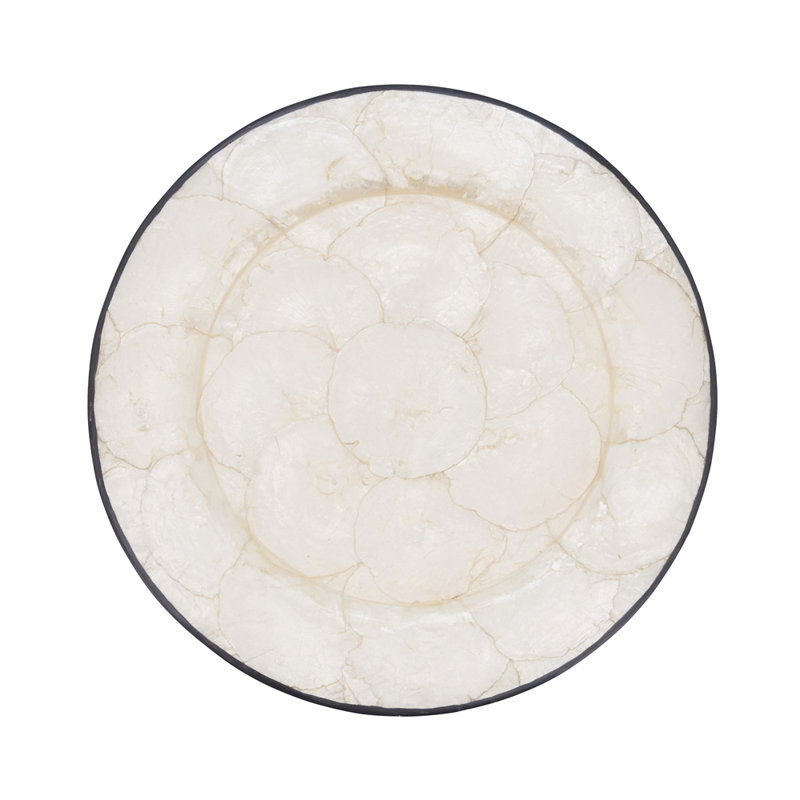 Refined Capiz Shell Decorative Charger Plates 13" Round, Set Of 4, Black
