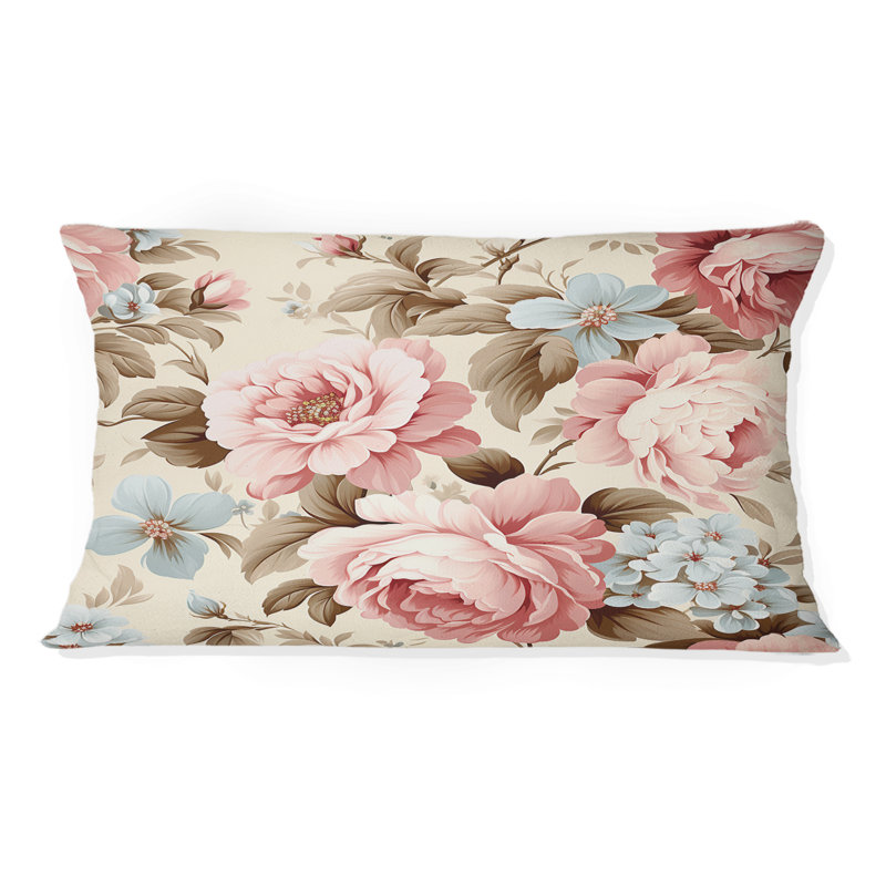 Coussin à imprimé floral rétro avec motif victorien vintage Roses VII