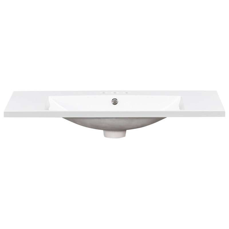 36" Bathroom Vanity Basin Sink Top. Resin Made, 3 Holes. White, 36.2in D, 18.46in W, 6.5in H, 27.63lb. Smooth & Easy To Maintain Resin, Depth, Width, Height, Attractive Design