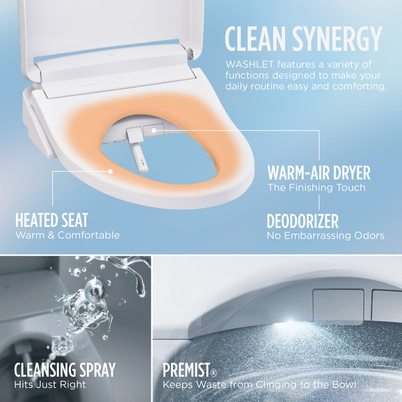 TOTO® Drake® Transitional WASHLET®+ Two-Piece Elongated 1.28 GPF Universal Height TORNADO FLUSH® Toilet with S2 Bidet Seat, Cotton White - MW7863346CEFG#01
