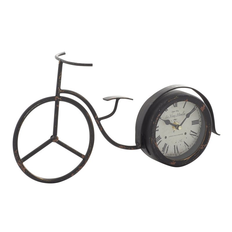 Analog Metal Mechanical Tabletop Clock in Black