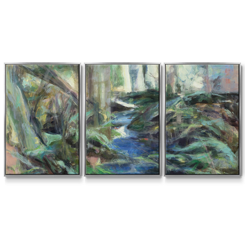 Ramble Blues - Toile encadrée multi-pièces, H 40 po x l 78 po x P 2 po, Argent