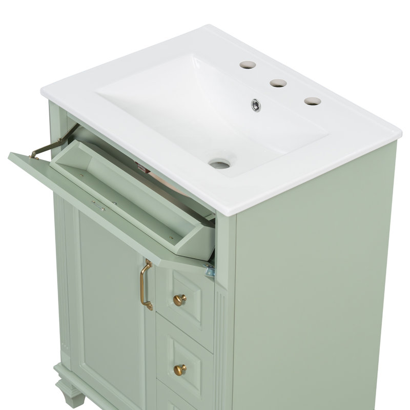 Meuble-lavabo de salle de bain avec lavabo, Green