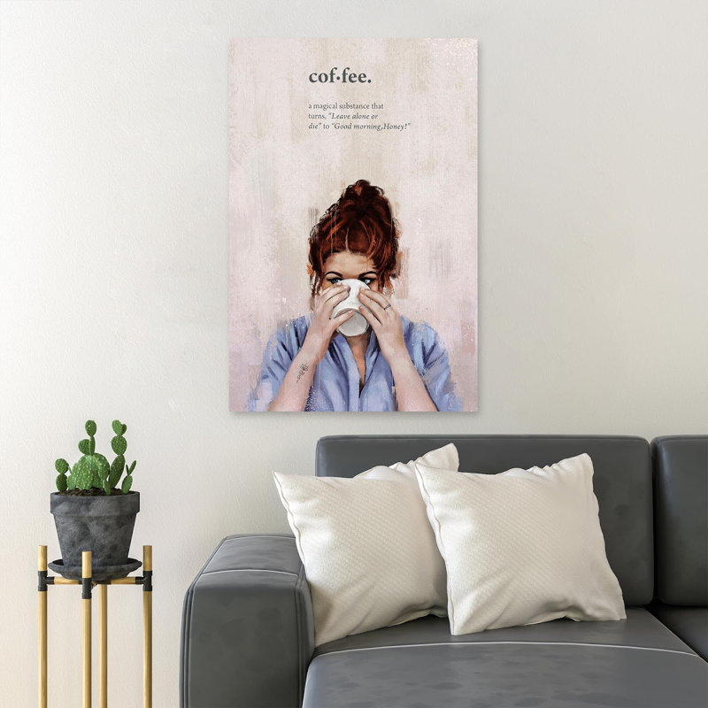 «Girl Dr potable Coffee - Coffee A Magical Substance», reproduction d'art graphique sur toile tendue