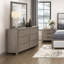 Commode de rangement contemporaine à 5 tiroirs à finition queue d'aronde contemporaine gris clair