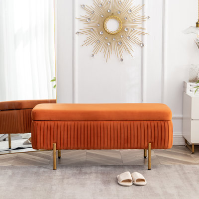 Banc de rangement rembourré en velours Miajah