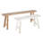 Brunhild Wood Slim Distressed Brown Bench with Smaller White Bench Set