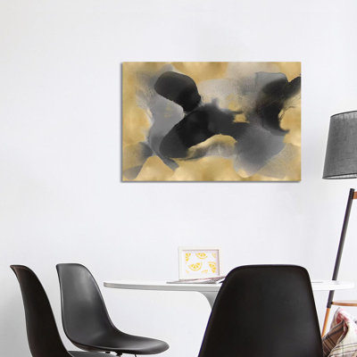Free Form Grey On Gold II by Hannah Carlson - Wrapped Canvas Painting