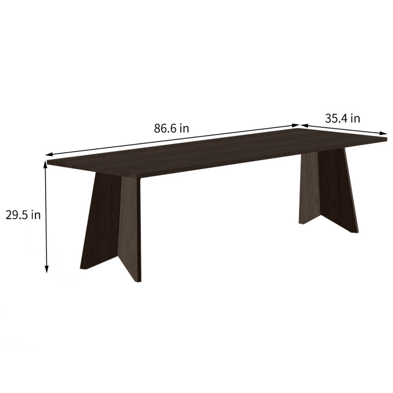 Allaryce Ash Solid Wood Top Dining Table, 29.5"H x 86.6"L x 35.4"W