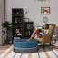 Round Tassel Upholstered Cocktail Ottoman Coffee Table